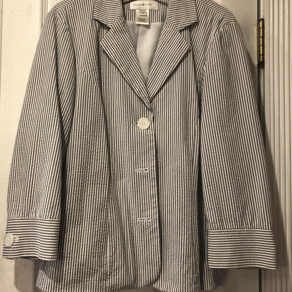 Susan Bristol Pinstripe Seersucker Ladies Blazer